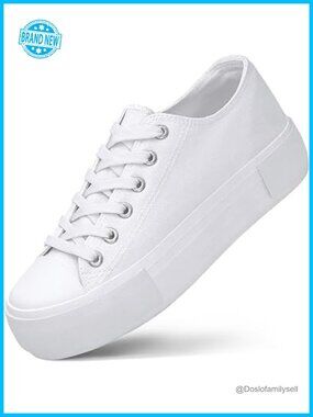 Canvas Platform Sneakers 4cm Height Increase Chunky Low Top Casual Walking Shoes